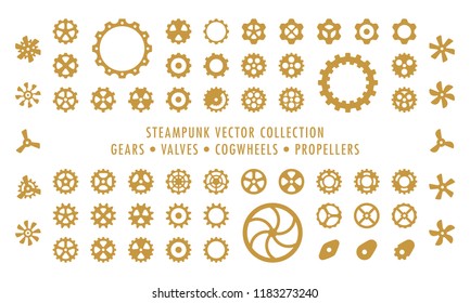 Steampunk Collection Isolated - Gears, Valves and Propellers