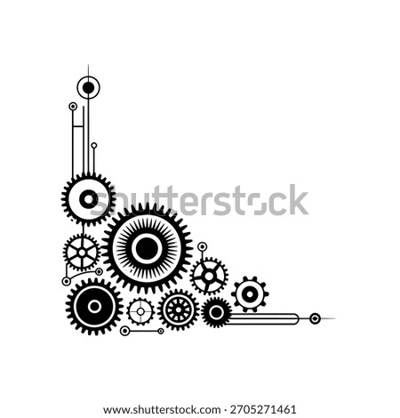Steampunk corner design with interlocking gears and mechanical elements