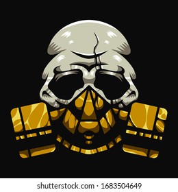 Steamphansauger mit goldener Gasmaske für Logo-Symbol