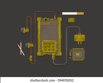 Steampunk design mobile phone flat