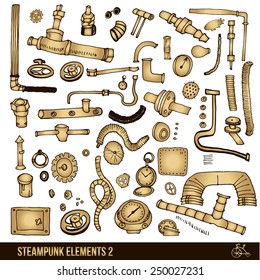 Steampunk elements for infographic and design