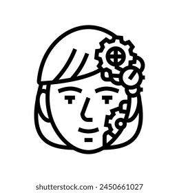 steampunk female avatar line icon vector. steampunk female avatar sign. isolated contour symbol black illustration