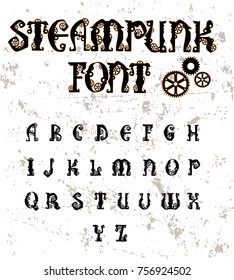 Steampunk Font - Retro alphabet font. 