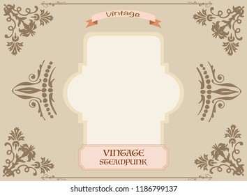 Steampunk frame, banner background, menu restaurant invitation