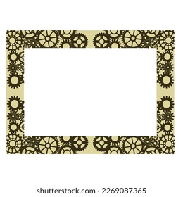 Steampunk frame engawe . Steampunk style. Template design for card. Mechanical cog wheel frame. Abstract vector illustration.