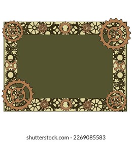 Steampunk frame. Steampunk style. Template design for card. Mechanical cog wheel frame. Abstract vector illustration.