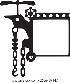 Steampunk frame Vector Clip Art, Black and White