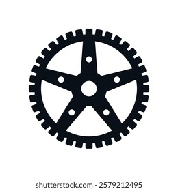 Steampunk gear black and white flat vector icon and symbol design