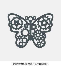 Steampunk gear butterfly quality vector illustration cut svg
