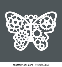 Corta de ilustración vectorial de la calidad de la mariposa del engranaje de vapor