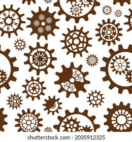 Steampunk gear pattern. Vintage cogwheels and gears. Suitable for industrial, technical, mechanical and steampunk designs. Vector illustration.