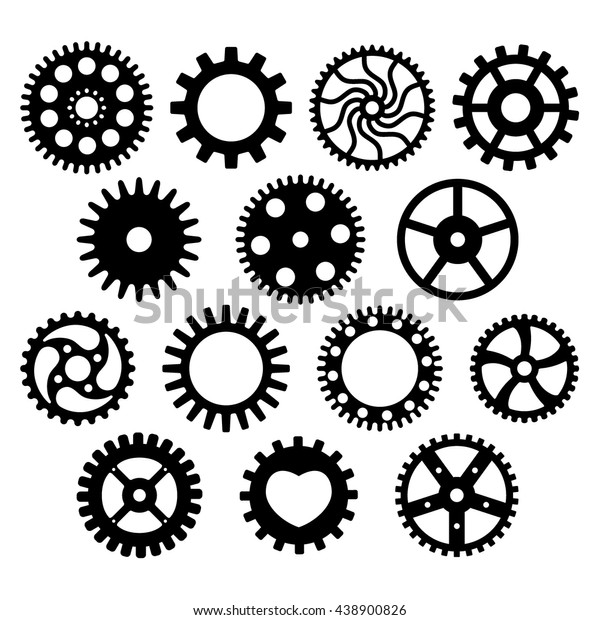 Steampunk Gear Set Silhouette Stock Vector (Royalty Free) 438900826