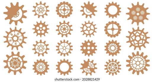 Steampunk gear set. Vintage cogwheels and gears. Suitable for industrial, technical, mechanical and steampunk designs. Vector illustration.