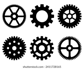 Steampunk Gear silhouette vector art white background