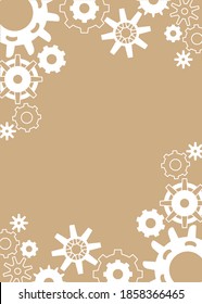 Steampunk Gears Background . Frame, Space for text. Background vector illustration of gears on a craft paper.