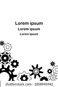 Steampunk Gears Background . Frame, Space for text. Background vector illustration of gears on a white background
