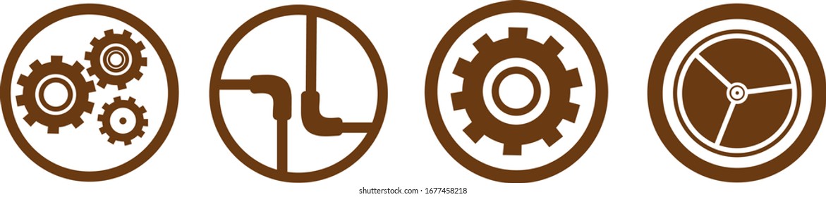 Steampunk gears steam pipe industry logo icon vector