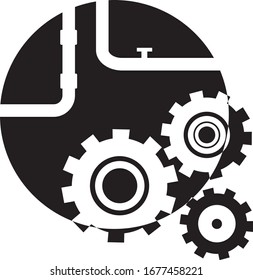 Steampunk gears steam pipe industry logo icon vector