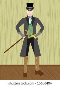 Steampunk Gentleman in rustic wooden setting Vector