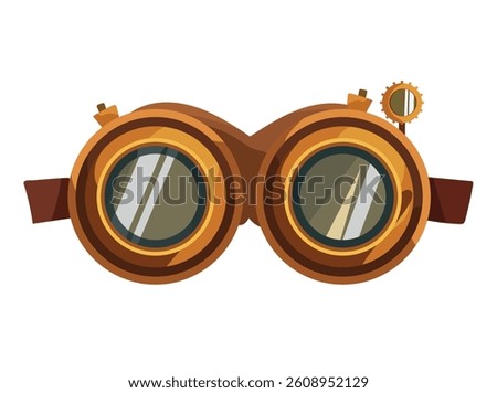 Steampunk glasses. Flat vector, clipart illustration isolated on white background.