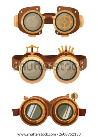 Steampunk glasses. Flat vector, clipart illustration isolated on white background.
