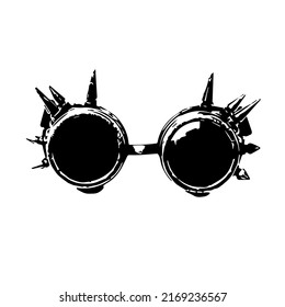 Steampunk glasses isolated on white backgrounds. Hand drawn illustration of sunglasses.