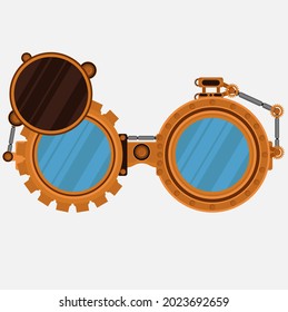 Gafas Steampunk aisladas en ilustraciones vectoriales fotorealistas blancas