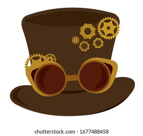 Steampunk hat gears goggles vector 