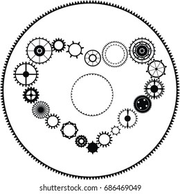 Steampunk heart with clockwork cogs and gears - necklace, pendant, medallion, locket or roundel