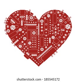 Steam-punk heart isolated on white