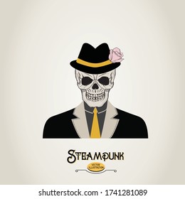 Steamphanskull in Anzug Vektorgrafik