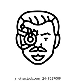 steampunk male vintage avatar line icon vector. steampunk male vintage avatar sign. isolated contour symbol black illustration