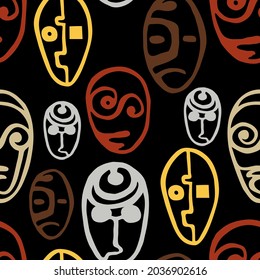 Steampunk masks vector illustration seamless pattern hand drawing outlines for textile for cover