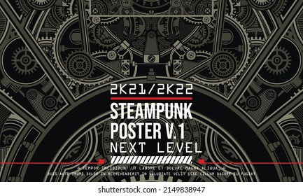 Die Steampunk-Medcha-Plakatvorlage eignet sich für die Verwendung in Shirt-Design, Poster, CDDVD-Cover, Skitechnik und anderen kreativen Anwendungen