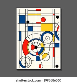 Steampunk mechanic. Fashion poster inspired by postmodern Mondrian. Neoplasty, Bauhaus. Useful for interior design, background, poster design, first page of the magazine, high-tech printing, cover.