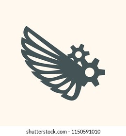 Steampunk mechanical wing quality vector illustration cut