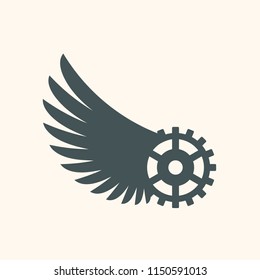 Steampunk mechanical wing quality vector illustration cut