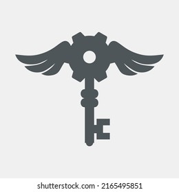 Steampunk mechanical wing quality vector illustration cut