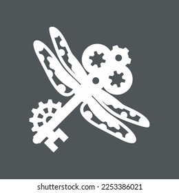 Steampunk mechanical wing quality vector illustration cut