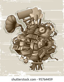 Steampunk mechanism grunge