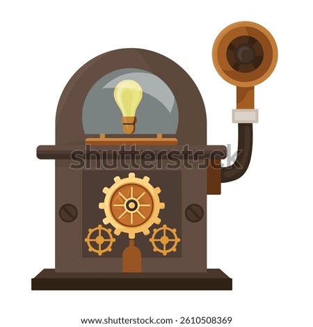Steampunk mechanisms. Flat vector, clipart illustration isolated on white background.