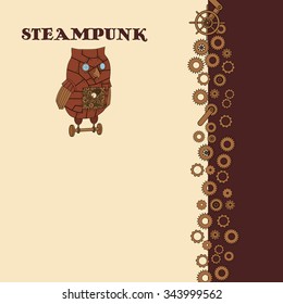 Steampunk metal owl in doodle style