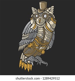 Steampunk Owl Illustration