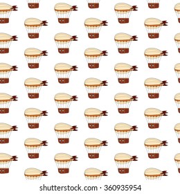 Steampunk pattern with dirigible in doodle style