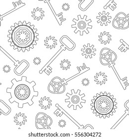 Steampunk pattern. Vintage style background. Page for adult colouring book, vector design element.
