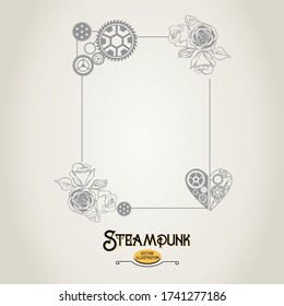 Steampunk pipes frame vector illustration