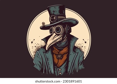 Steampunk plague doctor vintage vector illustration svg
