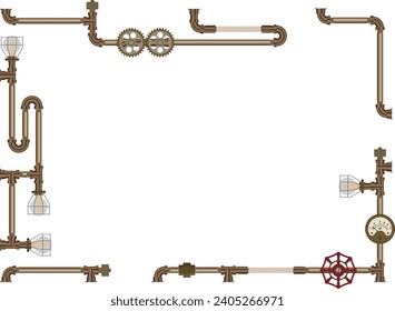 Steampunk plumbing frame Copper material with gradation
