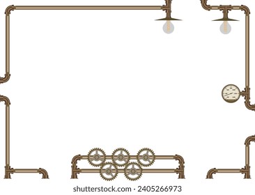 Steampunk plumbing frame Copper material with gradation
