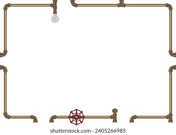 Steampunk plumbing frame Copper material with gradation
